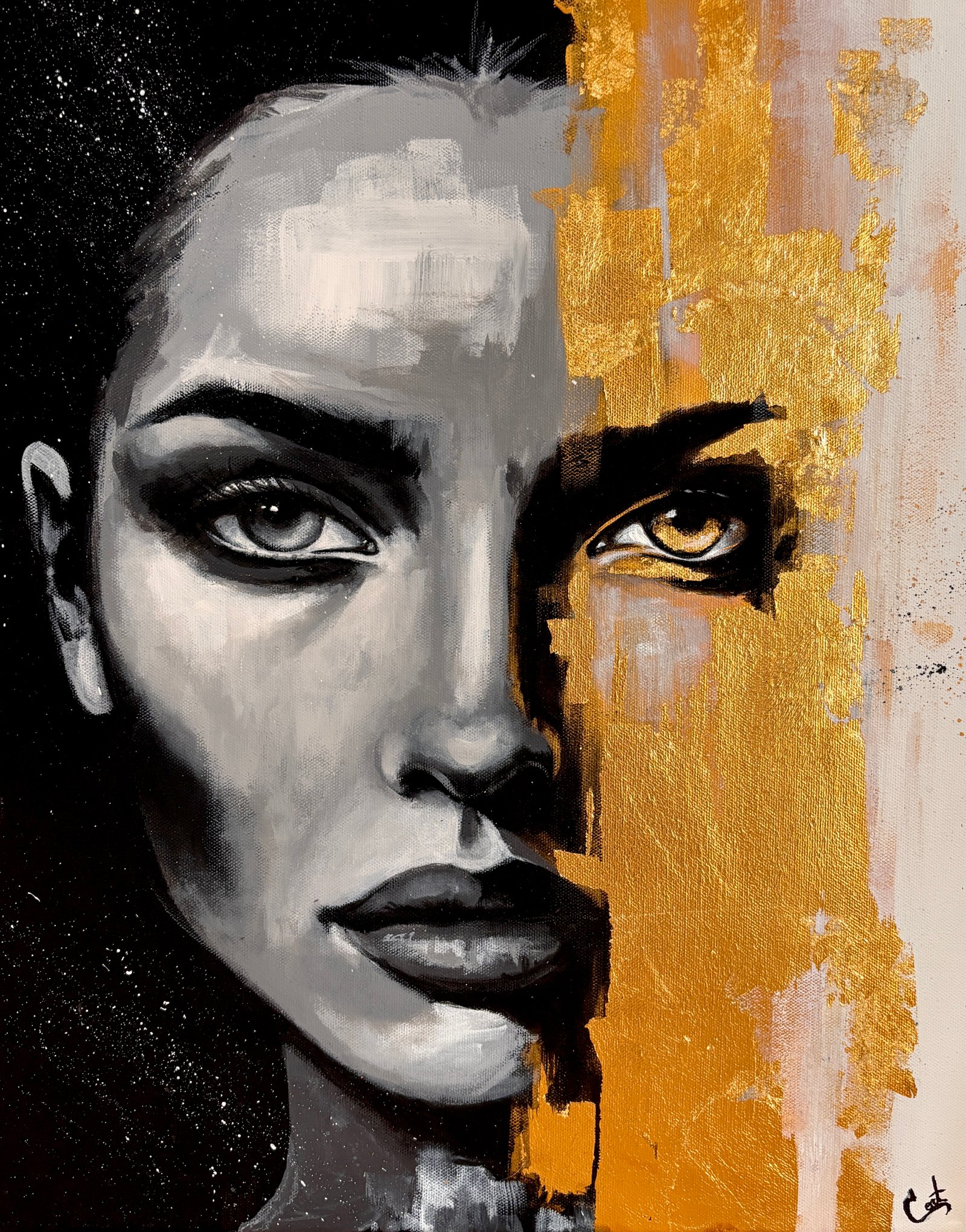 Seen Through — Original acrylic and gold leaf on canvas.