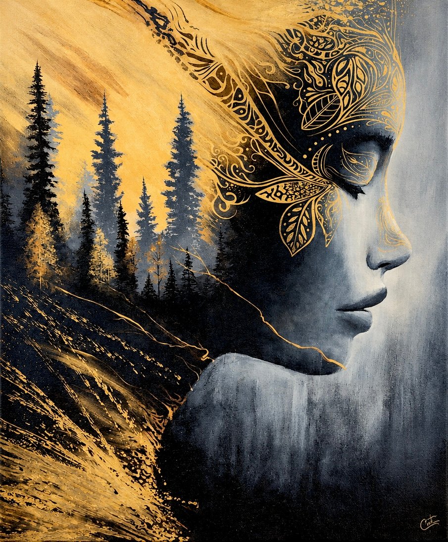 Woman of the Woods — Original acrylic on canvas.